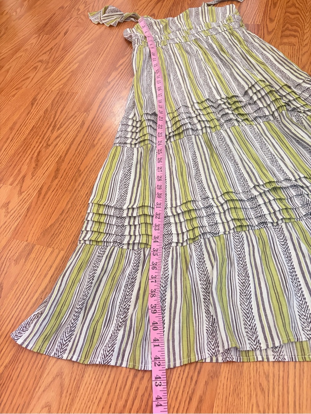 Max+Ash Striped Maxi Dress in Green and White with Ruffle Straps - Picture 8 of 12